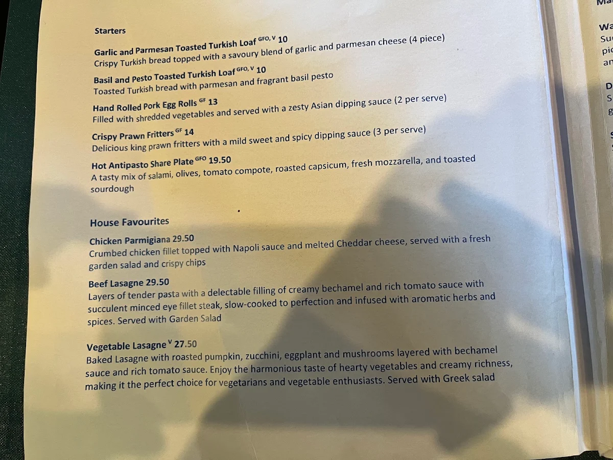 Menu, The Highlands Restaurant