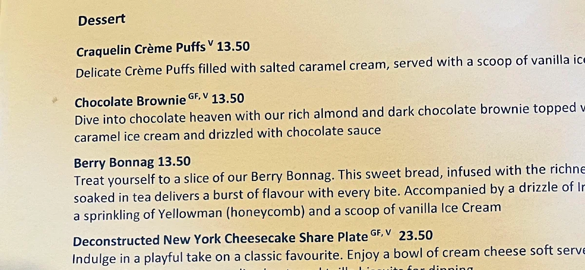 Menu, The Highlands Restaurant
