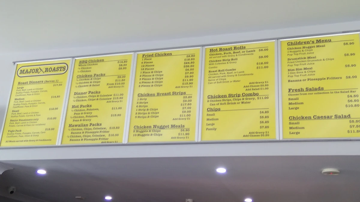 Menu, Major Roasts