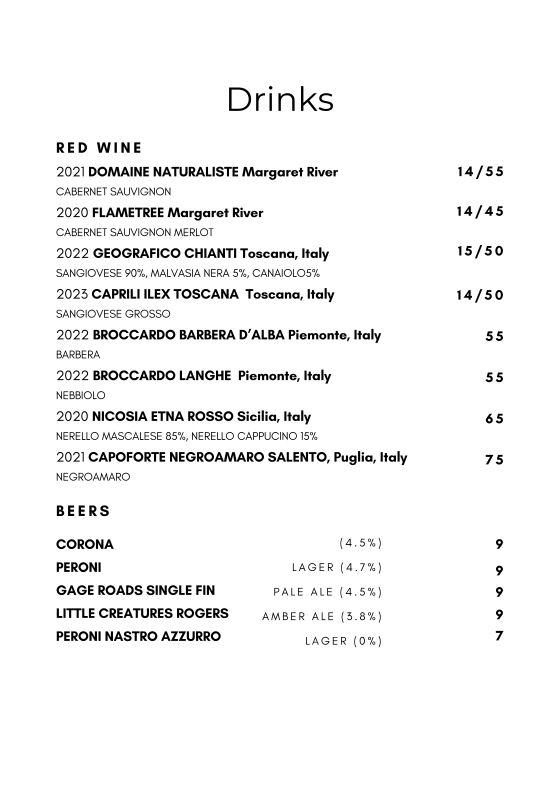 Menu, Cucina 91 - Italian Kitchen