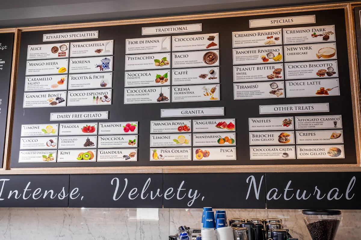 Menu, Rivareno Gelato Barangaroo