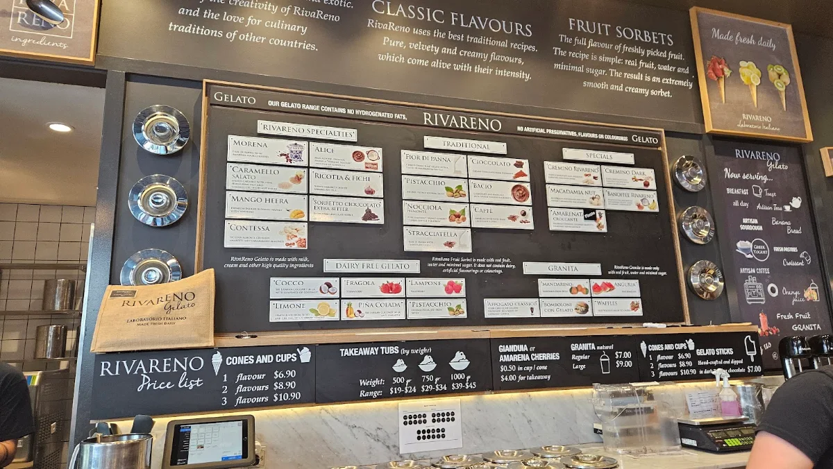 Menu, Rivareno Gelato Barangaroo