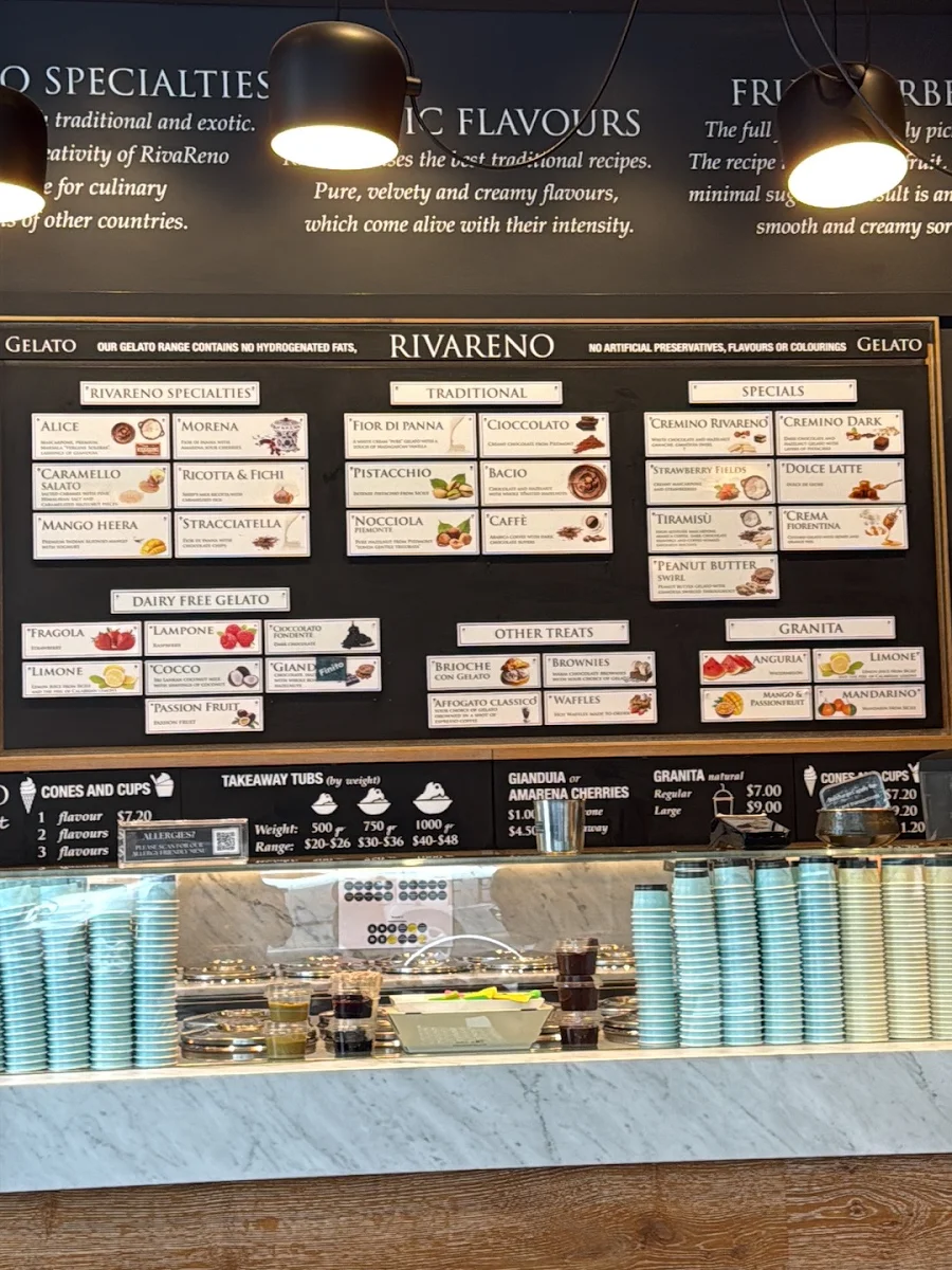 Menu, Rivareno Gelato Barangaroo