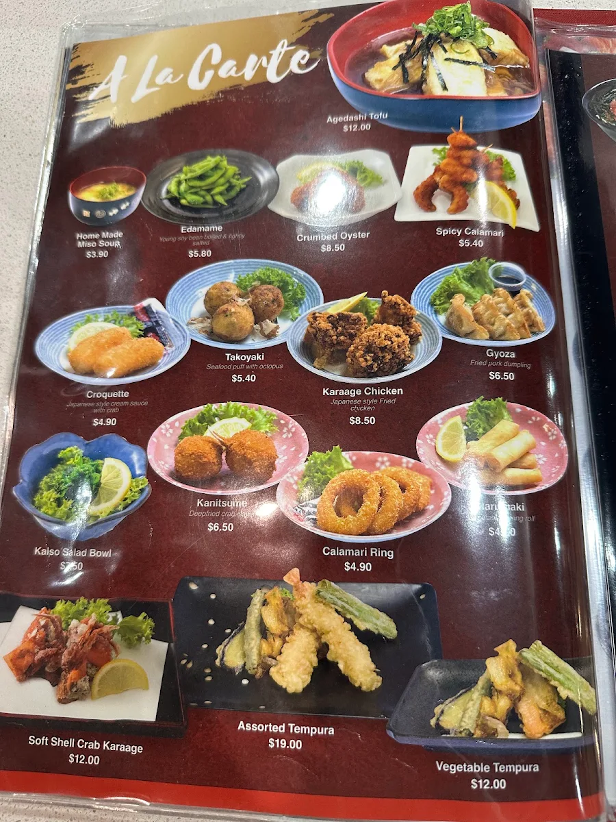 Menu, Sushi Kaido