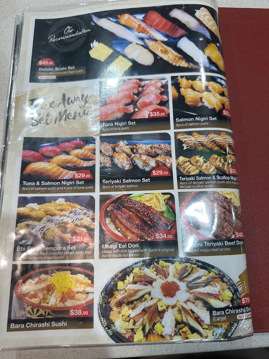 Menu, Sushi Kaido