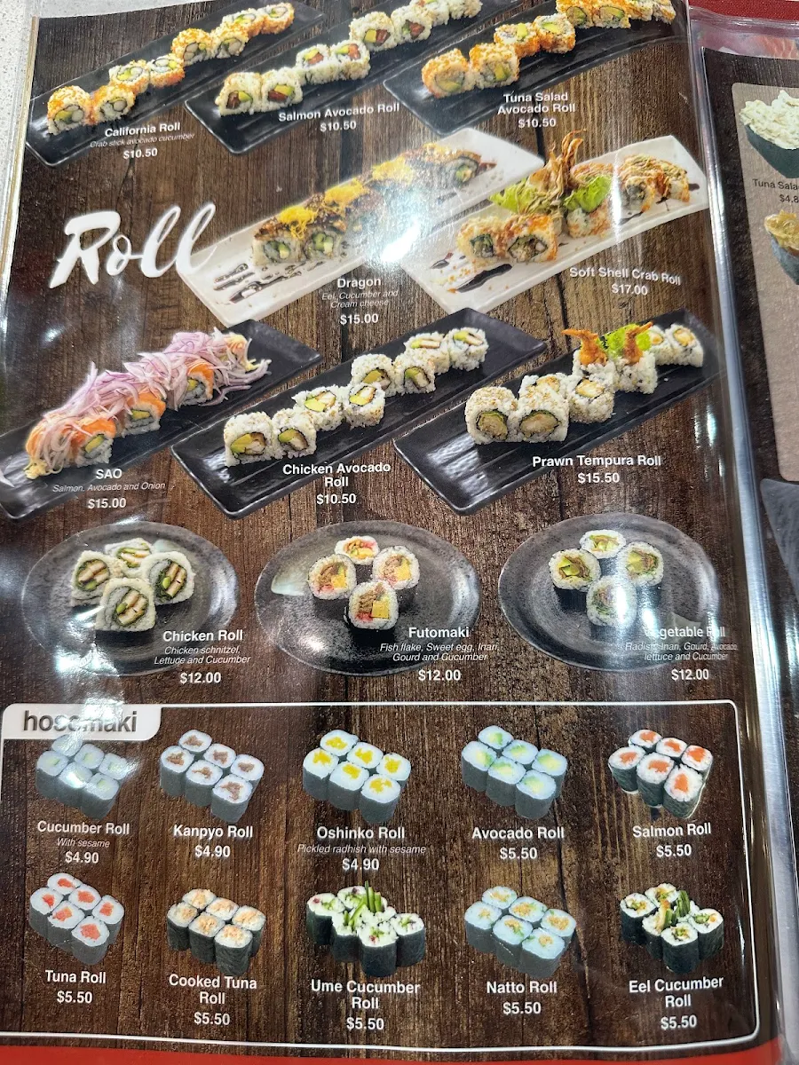 Menu, Sushi Kaido
