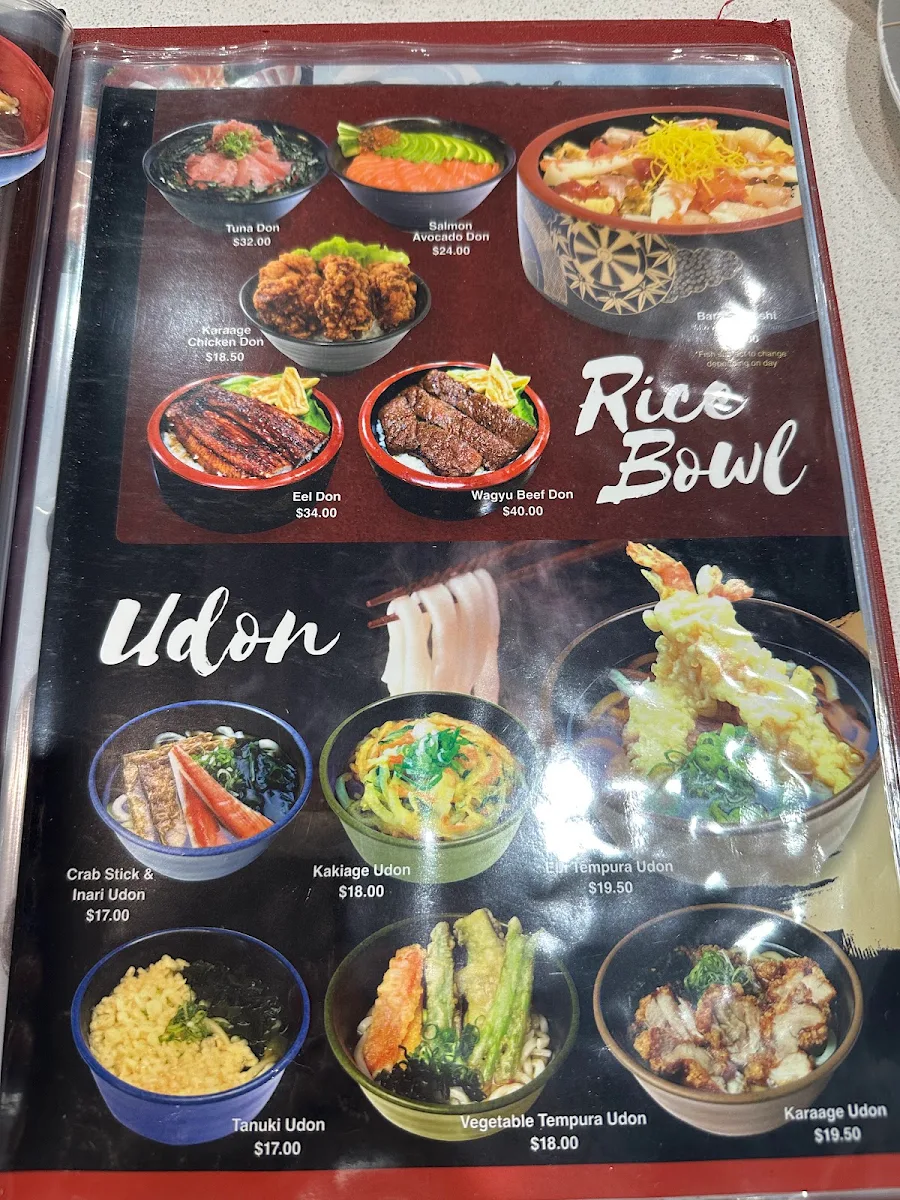 Menu, Sushi Kaido