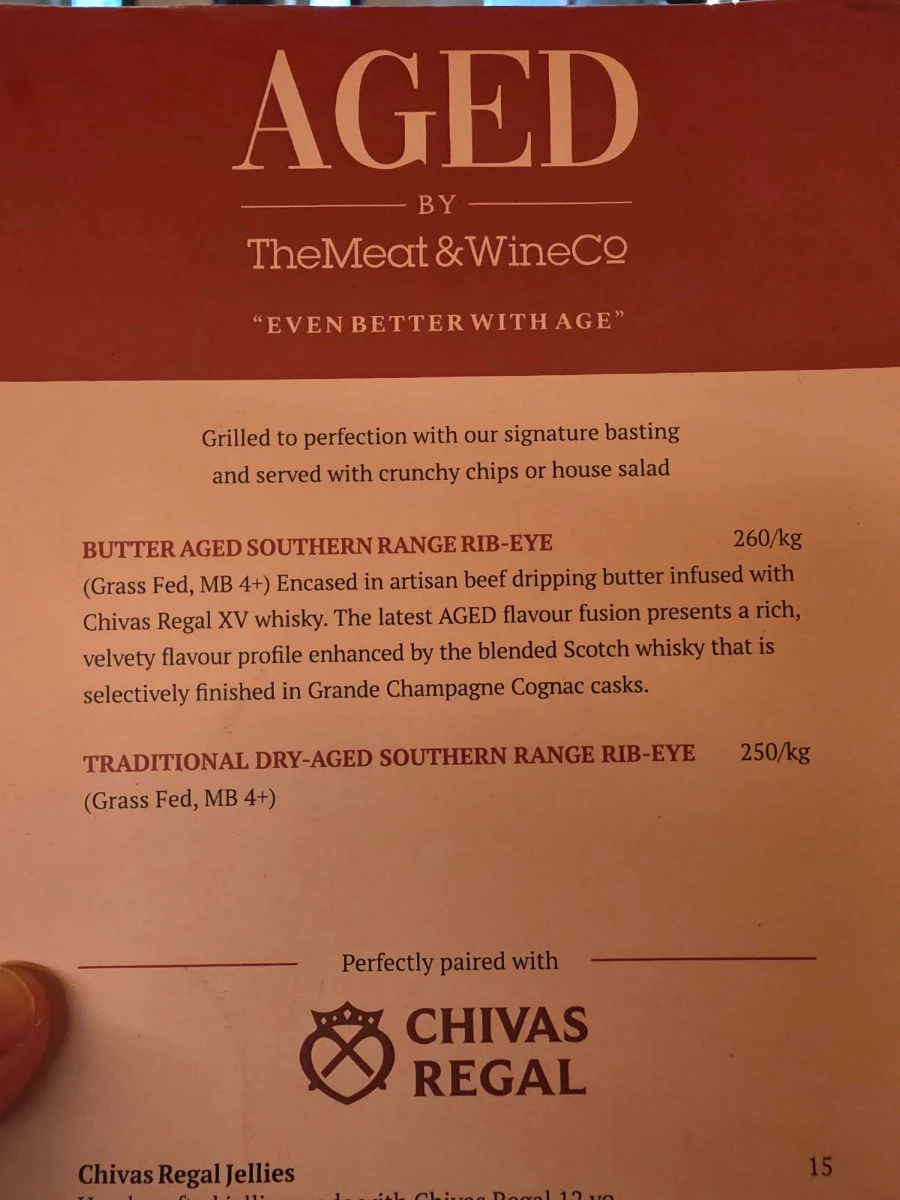 Menu, The Meat & Wine Co Circular Quay - O'Connell St