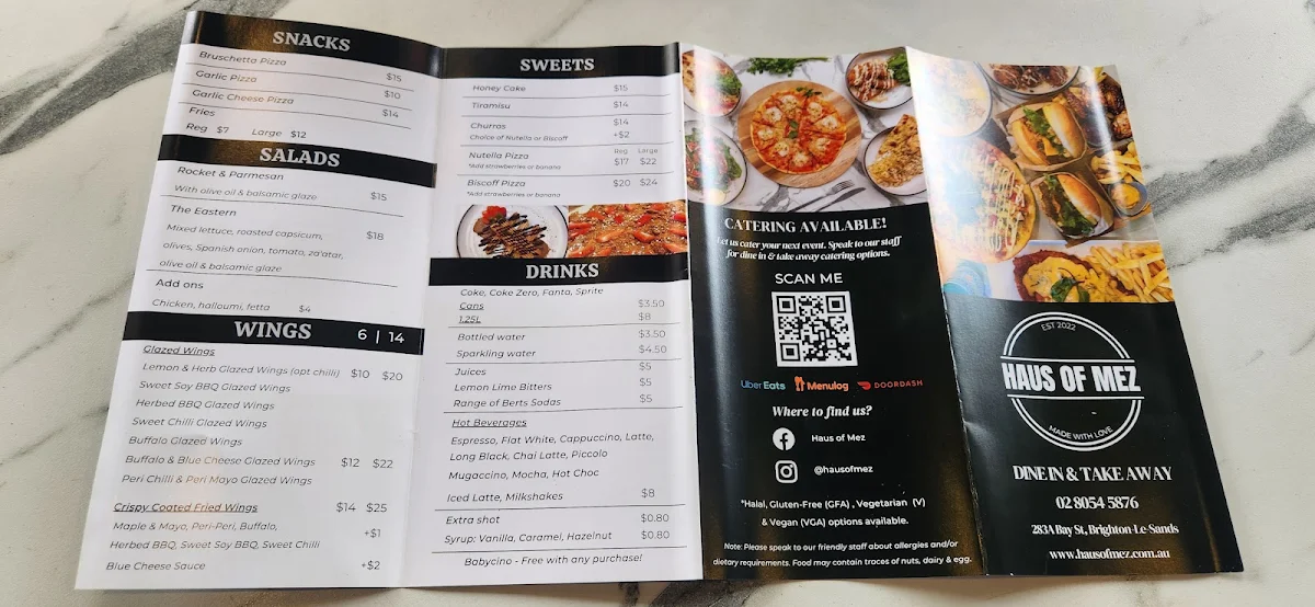 Menu, Haus of Mez
