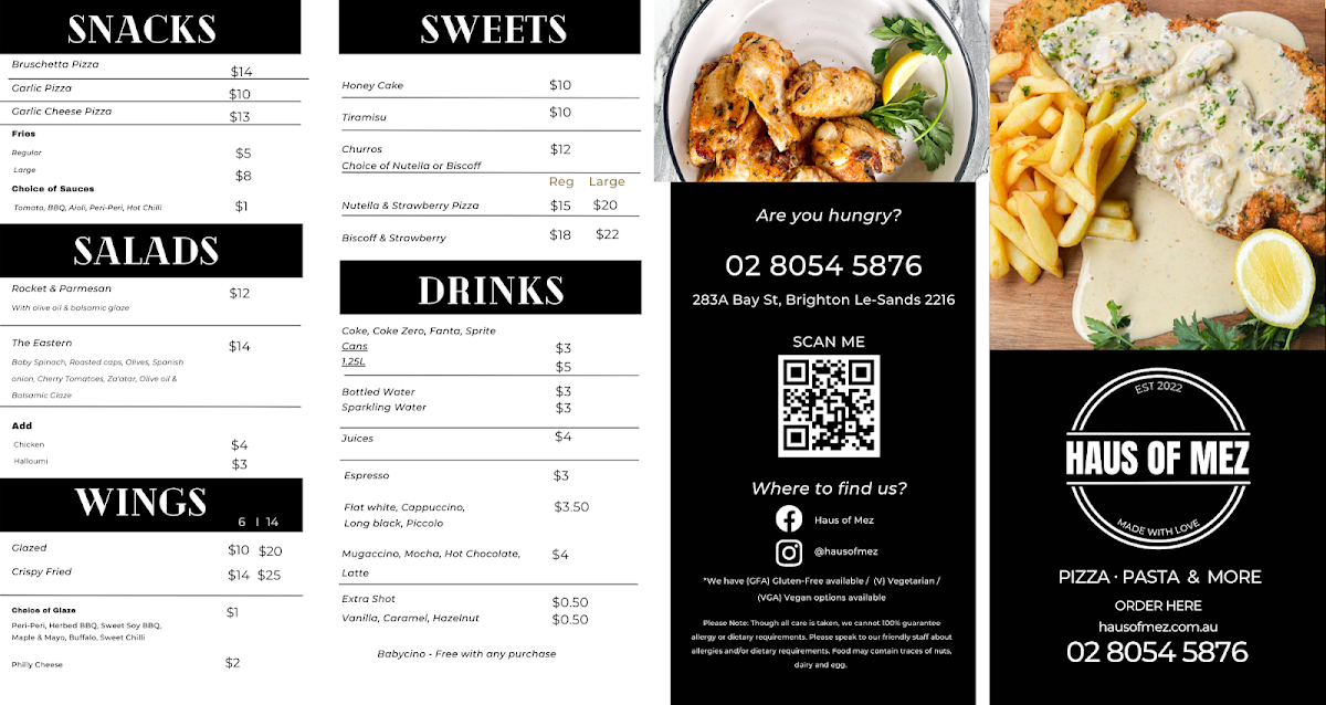Menu, Haus of Mez