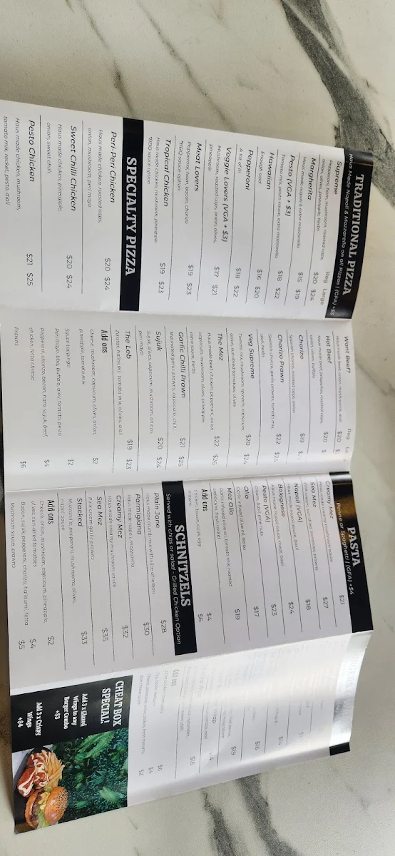 Menu, Haus of Mez