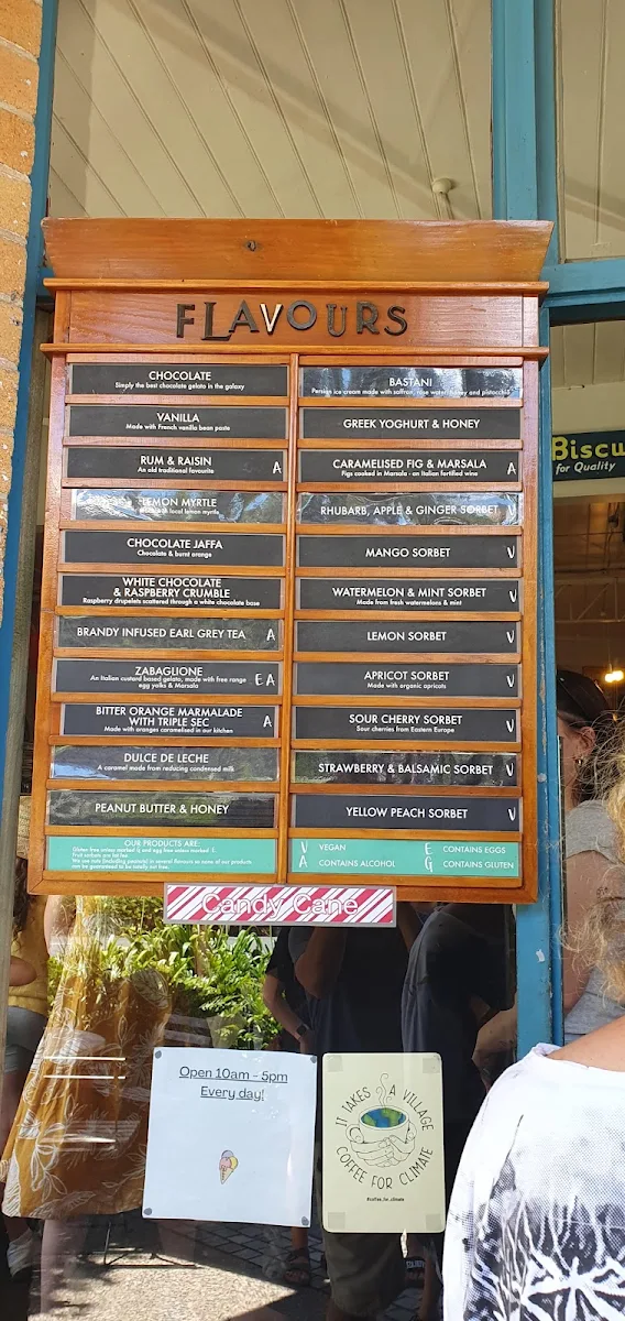Menu, The Bellingen Gelato Bar