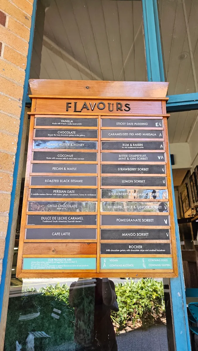 Menu, The Bellingen Gelato Bar