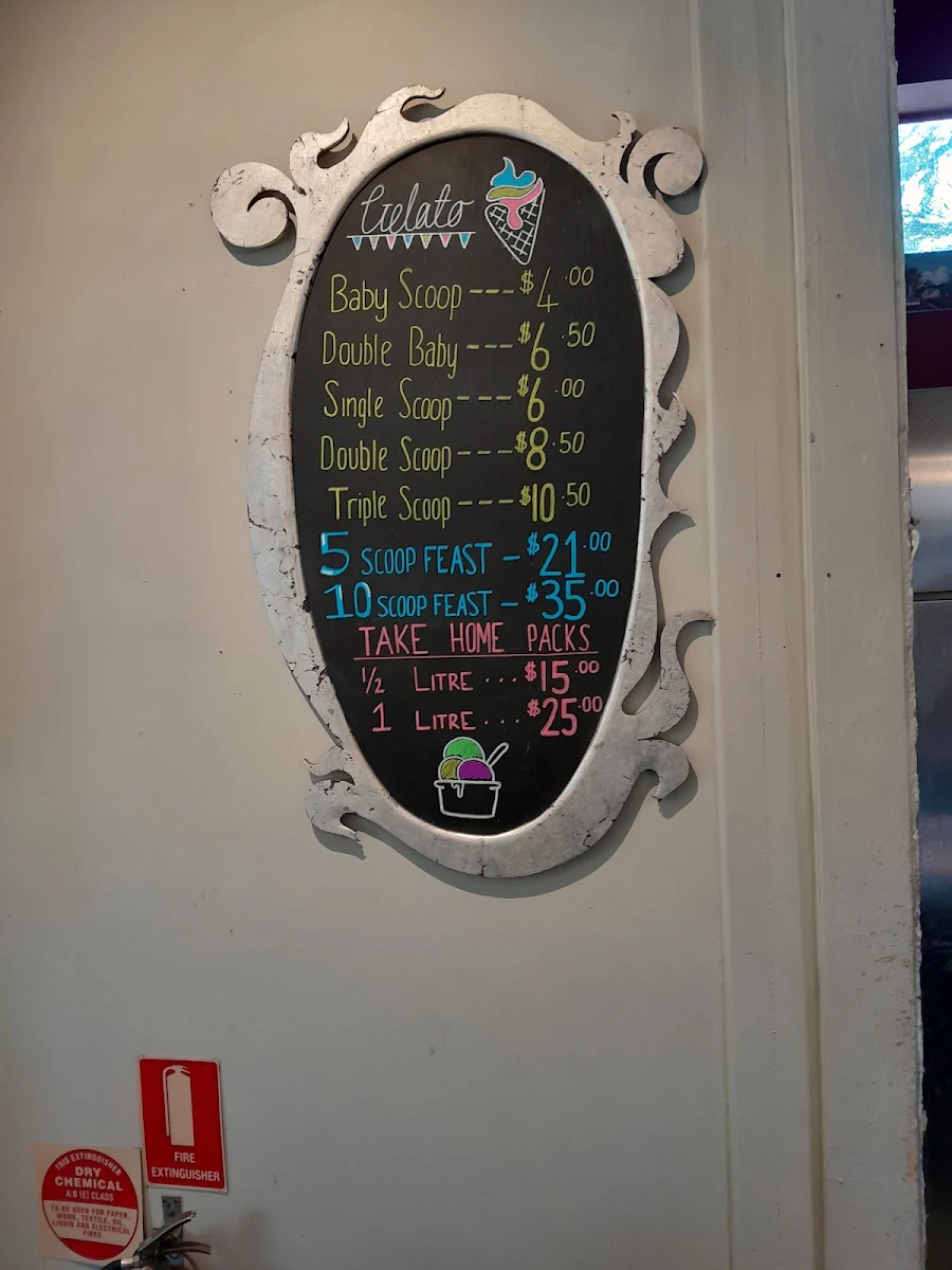 Menu, The Bellingen Gelato Bar