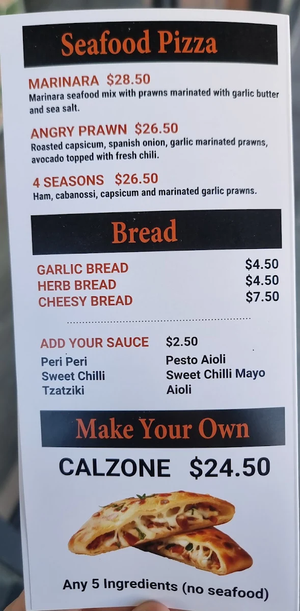 Menu, Juliano Pizzaria