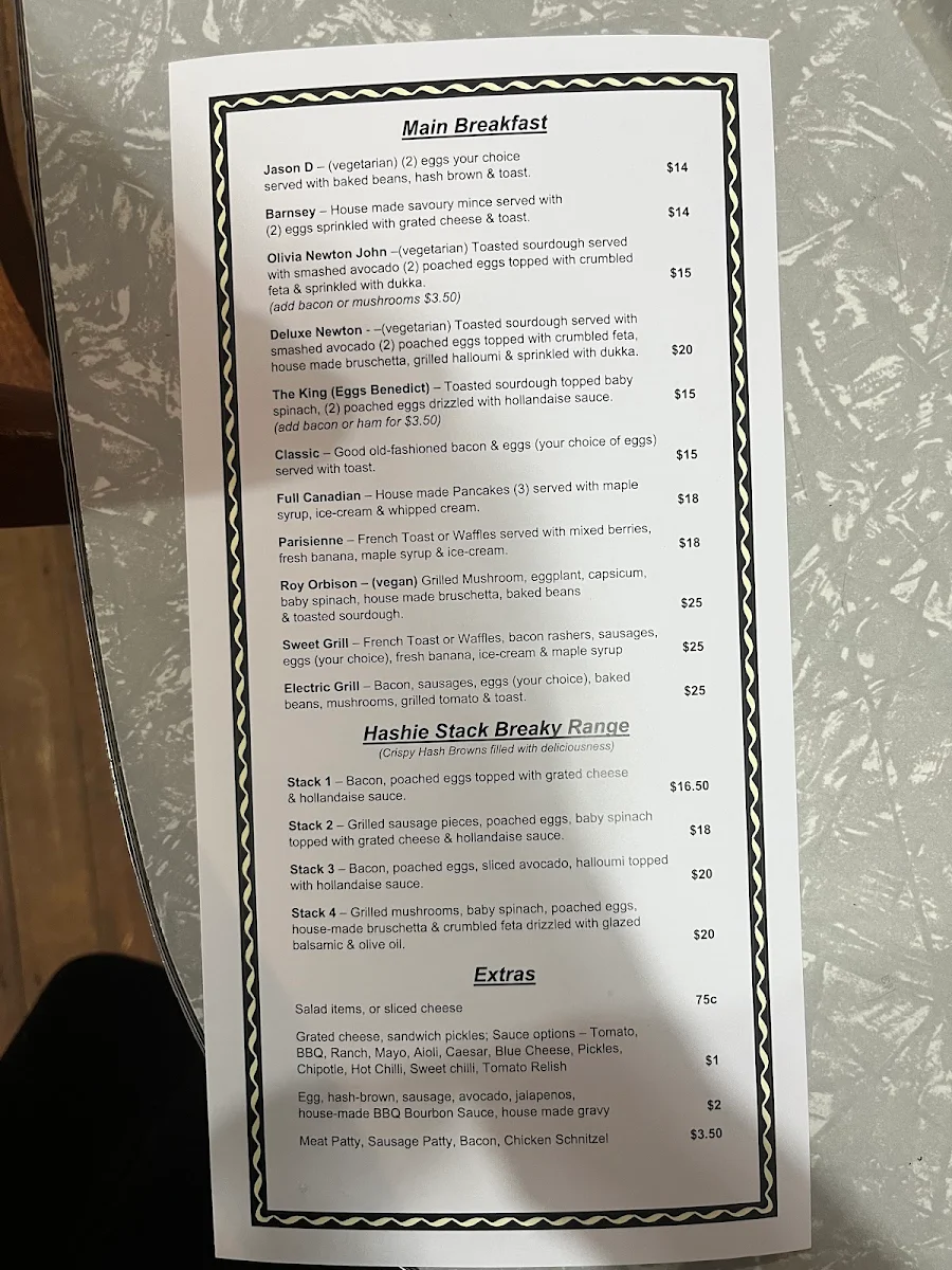 Menu, The Retro Diner