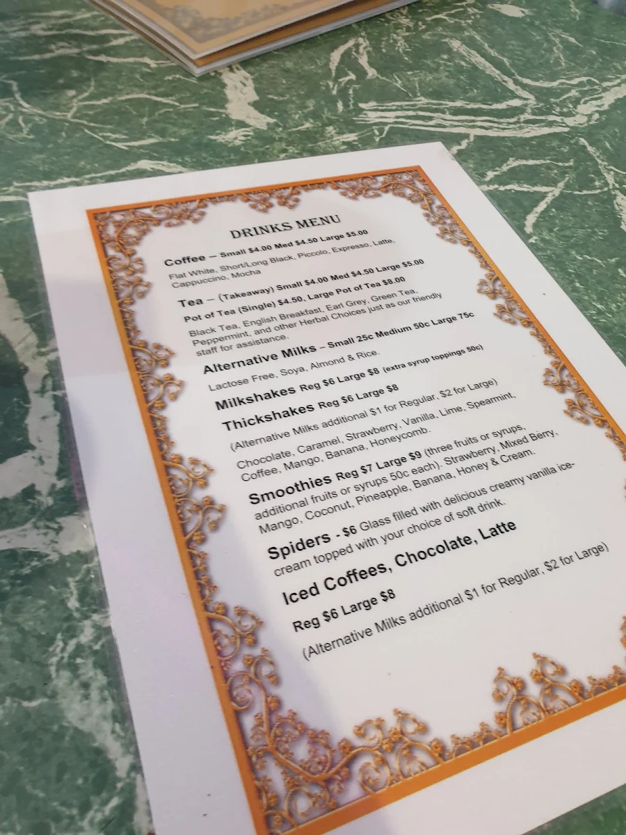 Menu, The Retro Diner