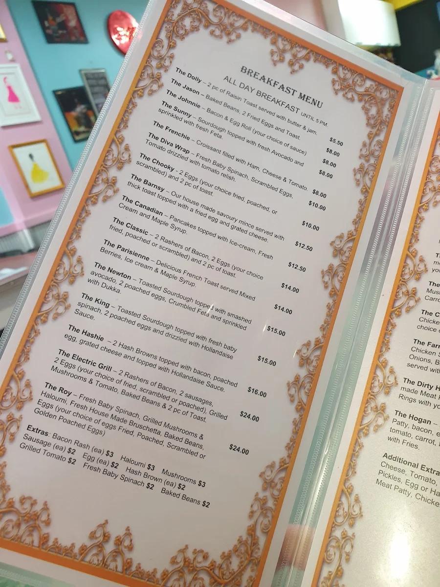 Menu, The Retro Diner