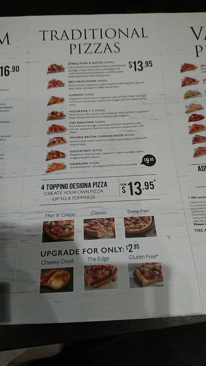 Menu, Domino's Pizza Gatton