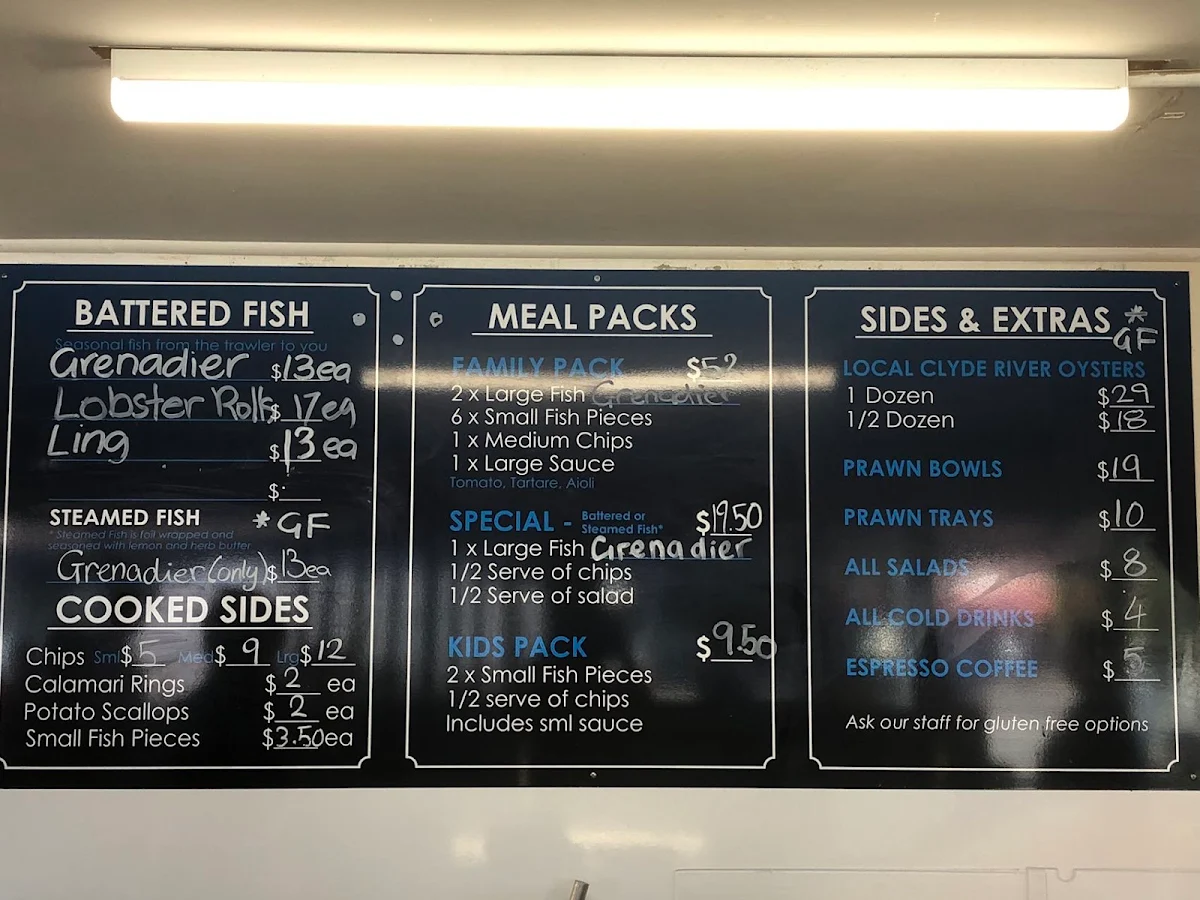 Menu, Innes Boatshed