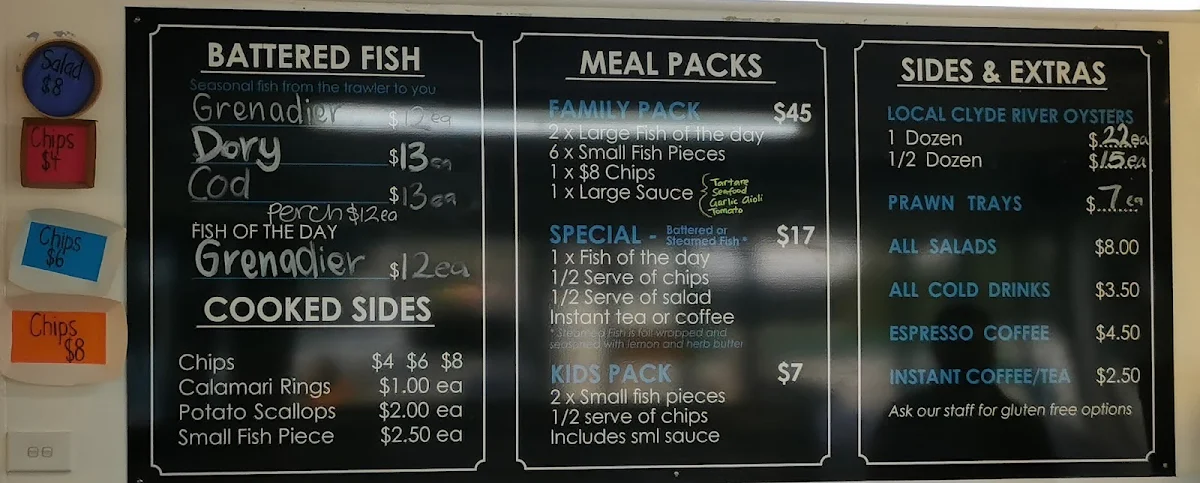 Menu, Innes Boatshed