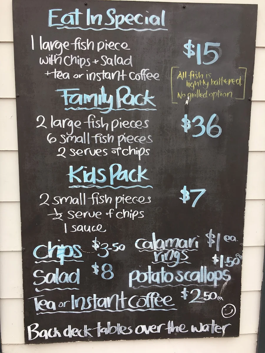 Menu, Innes Boatshed