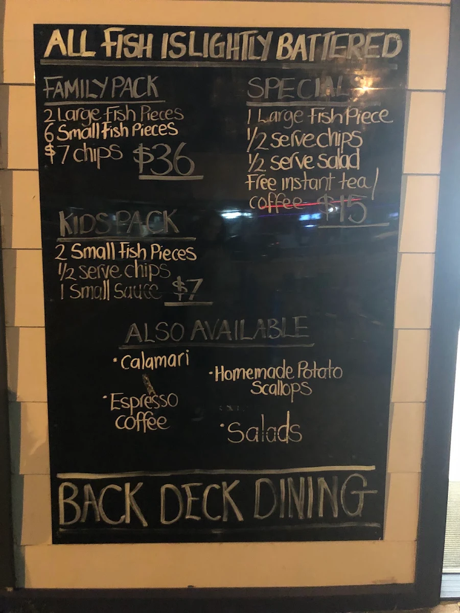 Menu, Innes Boatshed