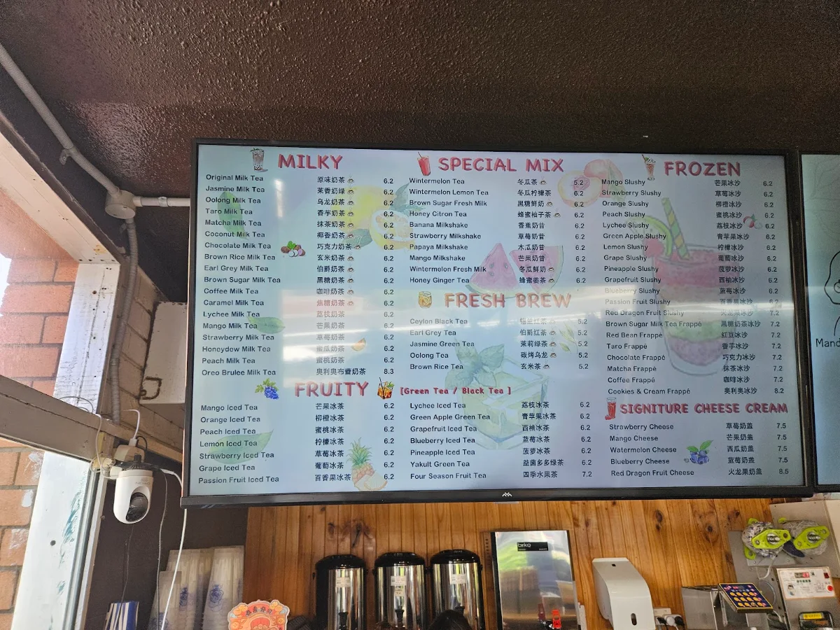 Menu, Mandy's Bubble Tea
