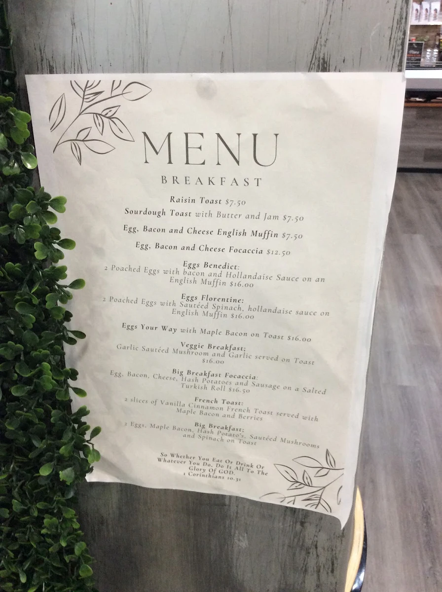 Menu, Naughty or Nice Cafe