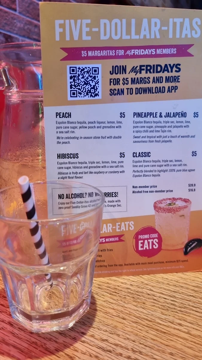 Menu, TGI Fridays Sunshine Plaza