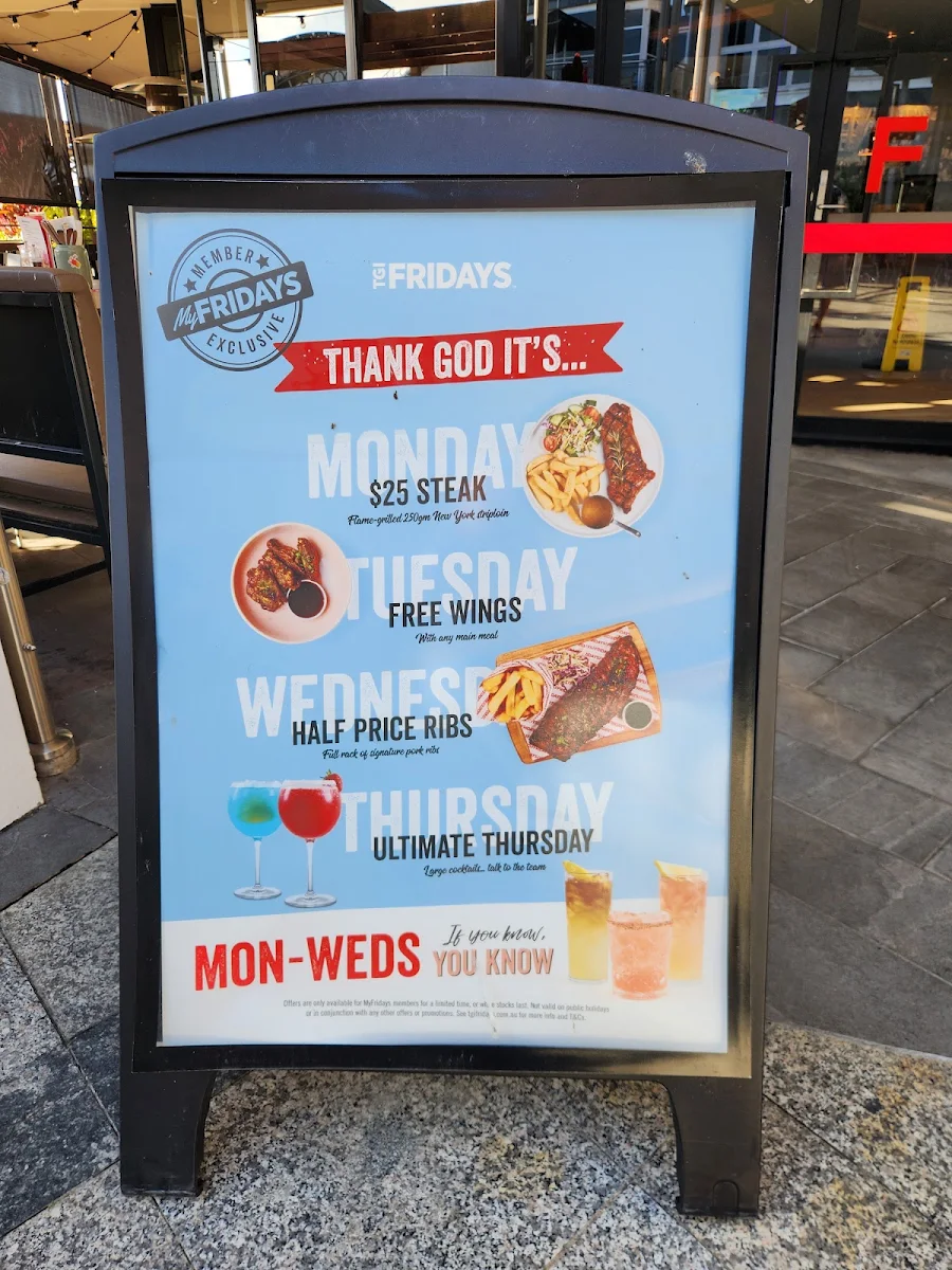 Menu, TGI Fridays Sunshine Plaza