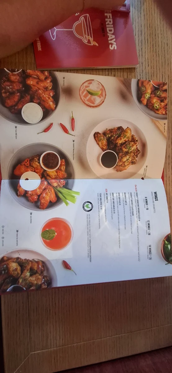 Menu, TGI Fridays Sunshine Plaza