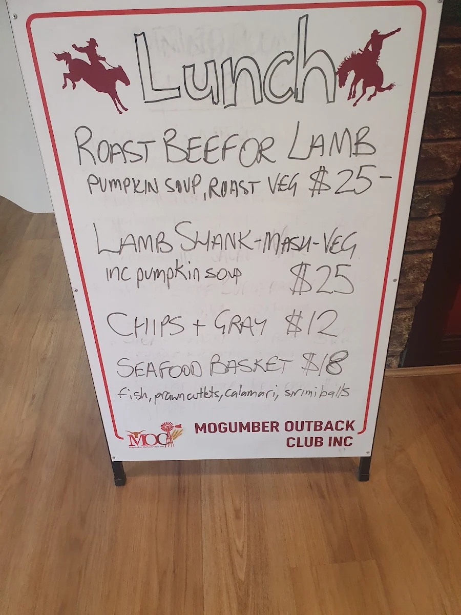 Menu, Mogumber Hub