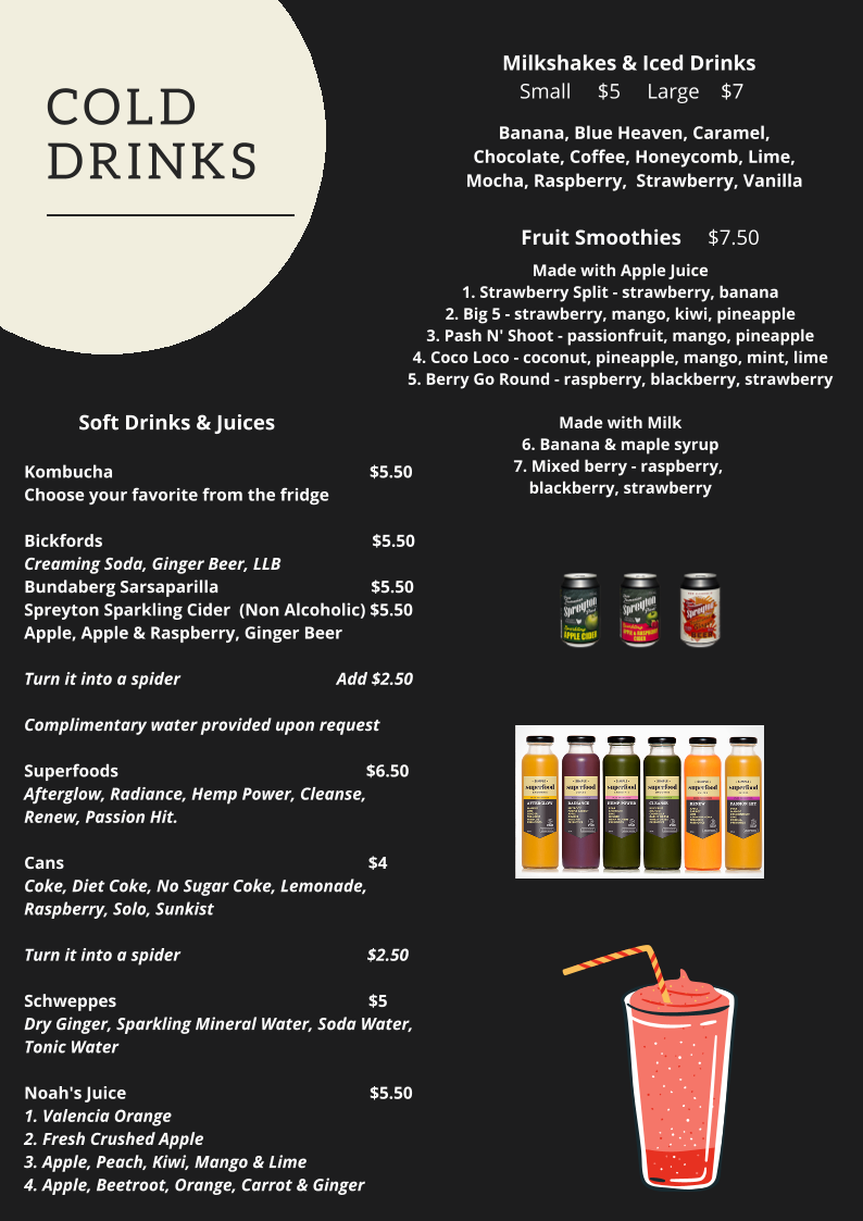 Menu, Mumma Buzz Cafe 'N' Takeaway