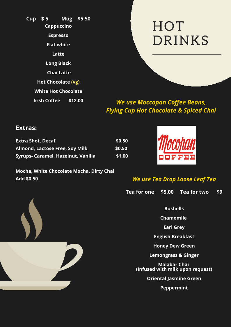 Menu, Mumma Buzz Cafe 'N' Takeaway