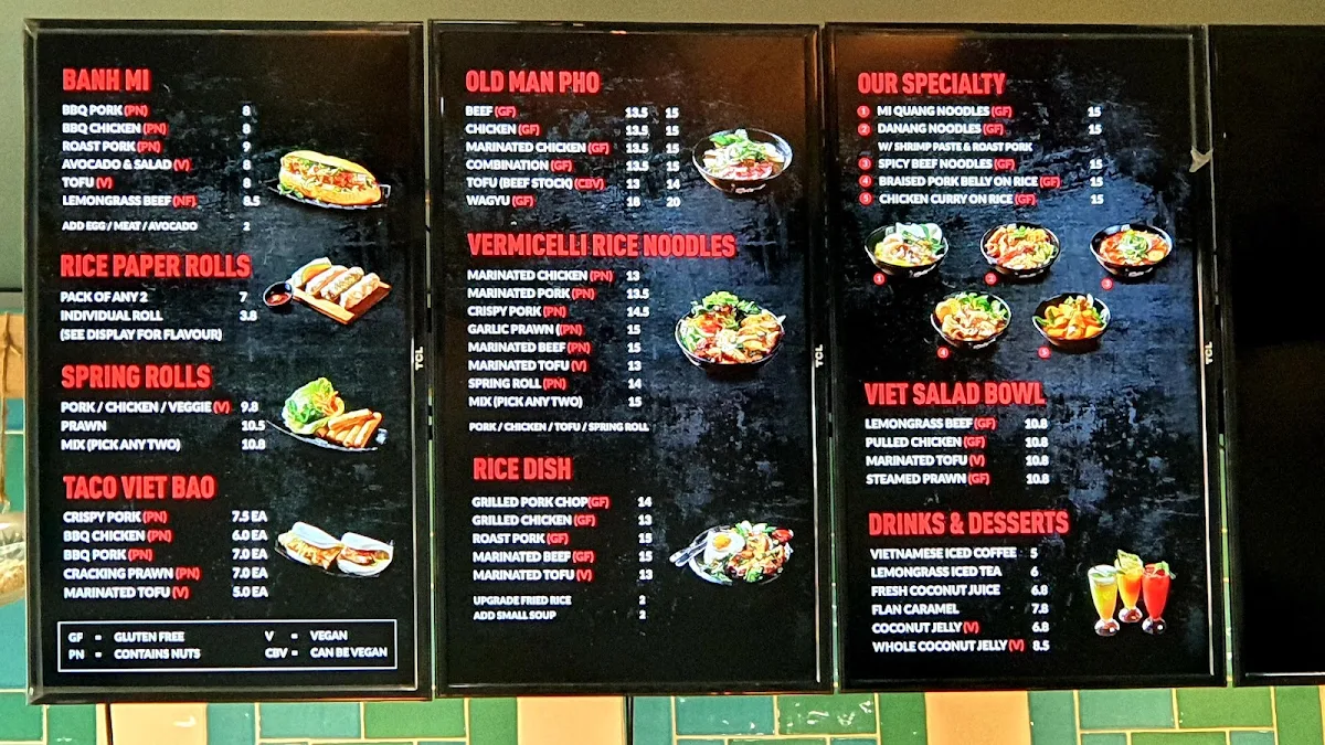 Menu, Old Man Pho Docklands - Vietnamese Restaurant