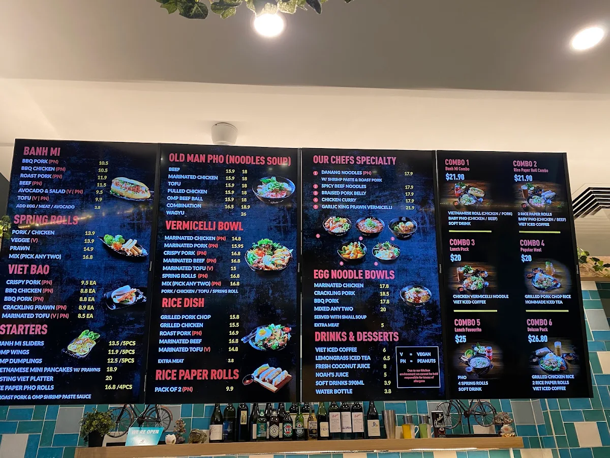 Menu, Old Man Pho Docklands - Vietnamese Restaurant