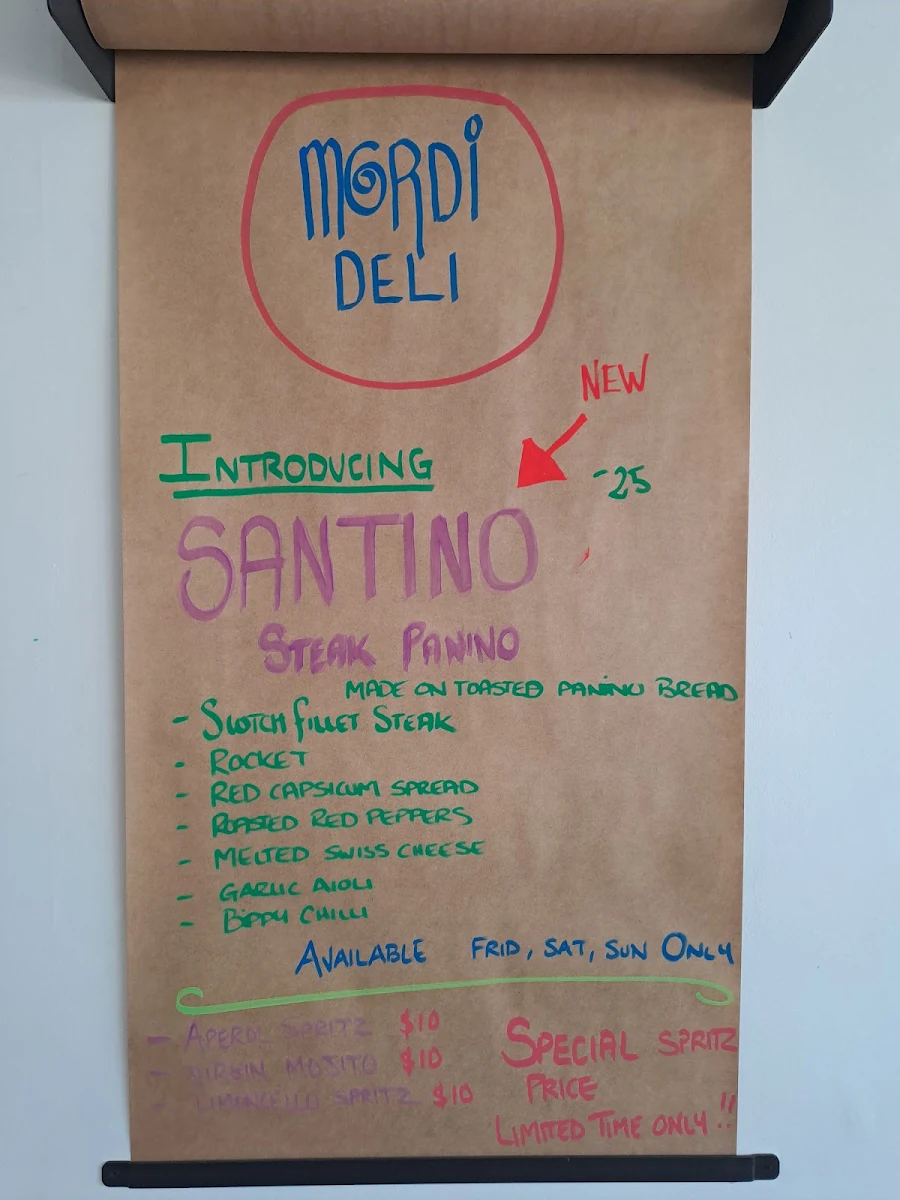 Menu, Mordi Deli Cafe Panini Bar