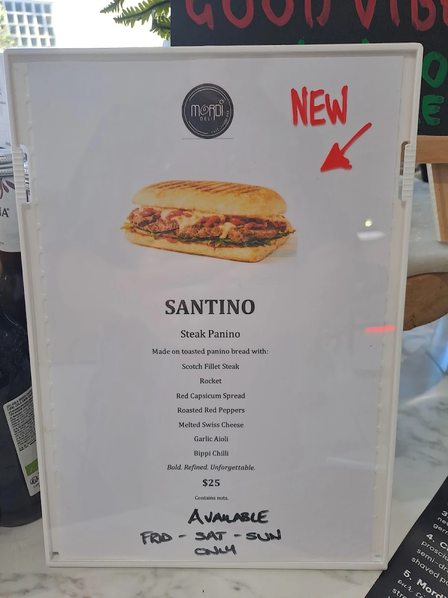 Menu, Mordi Deli Cafe Panini Bar