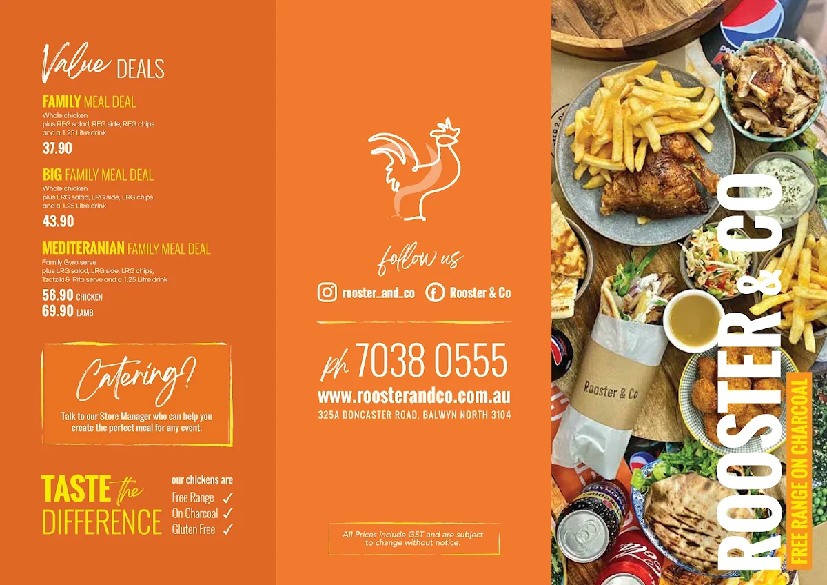 Menu, Rooster & Co