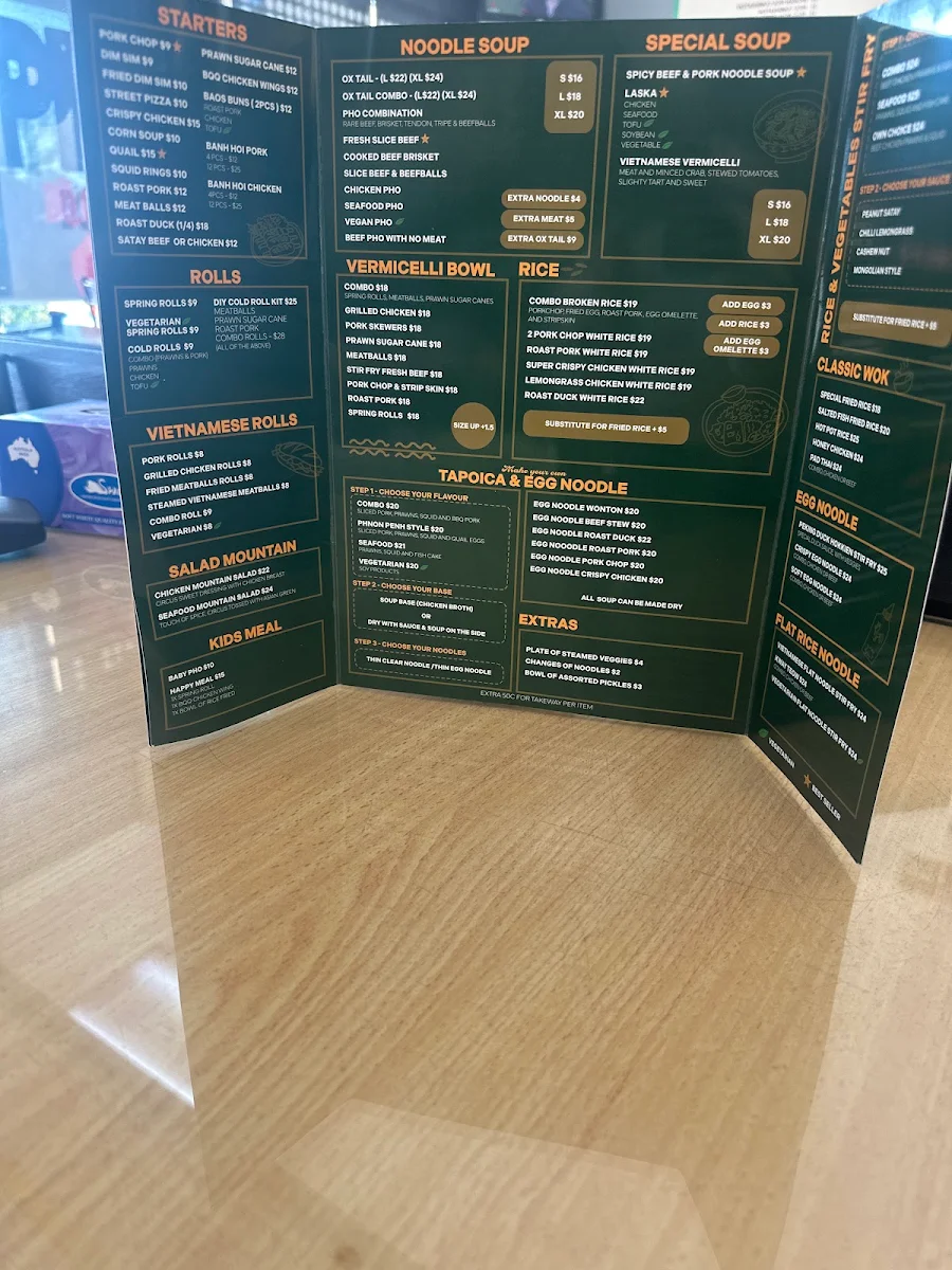 Menu, Pho Ba Ria 2