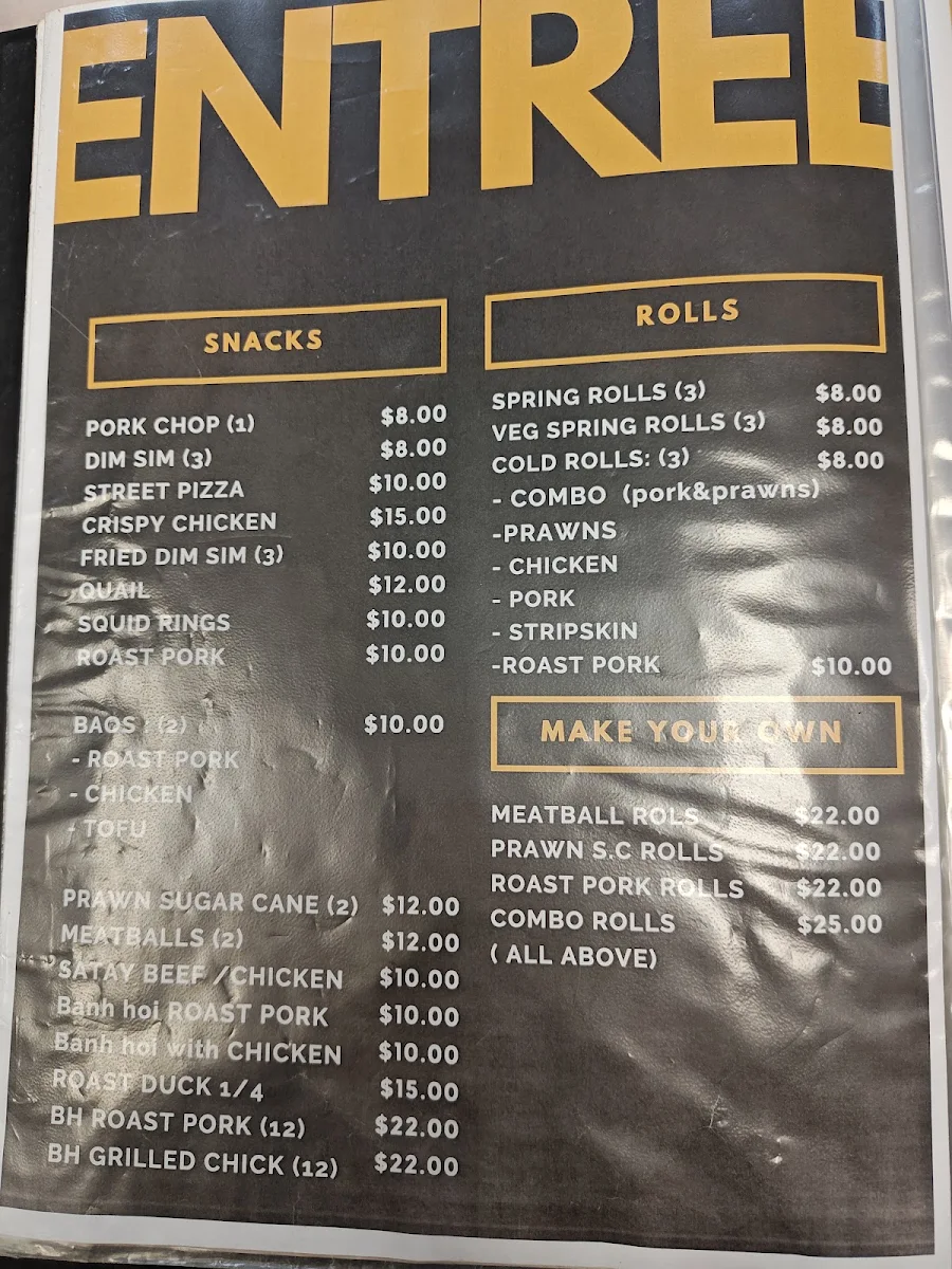 Menu, Pho Ba Ria 2