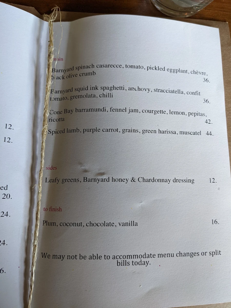Menu, Barnyard1978