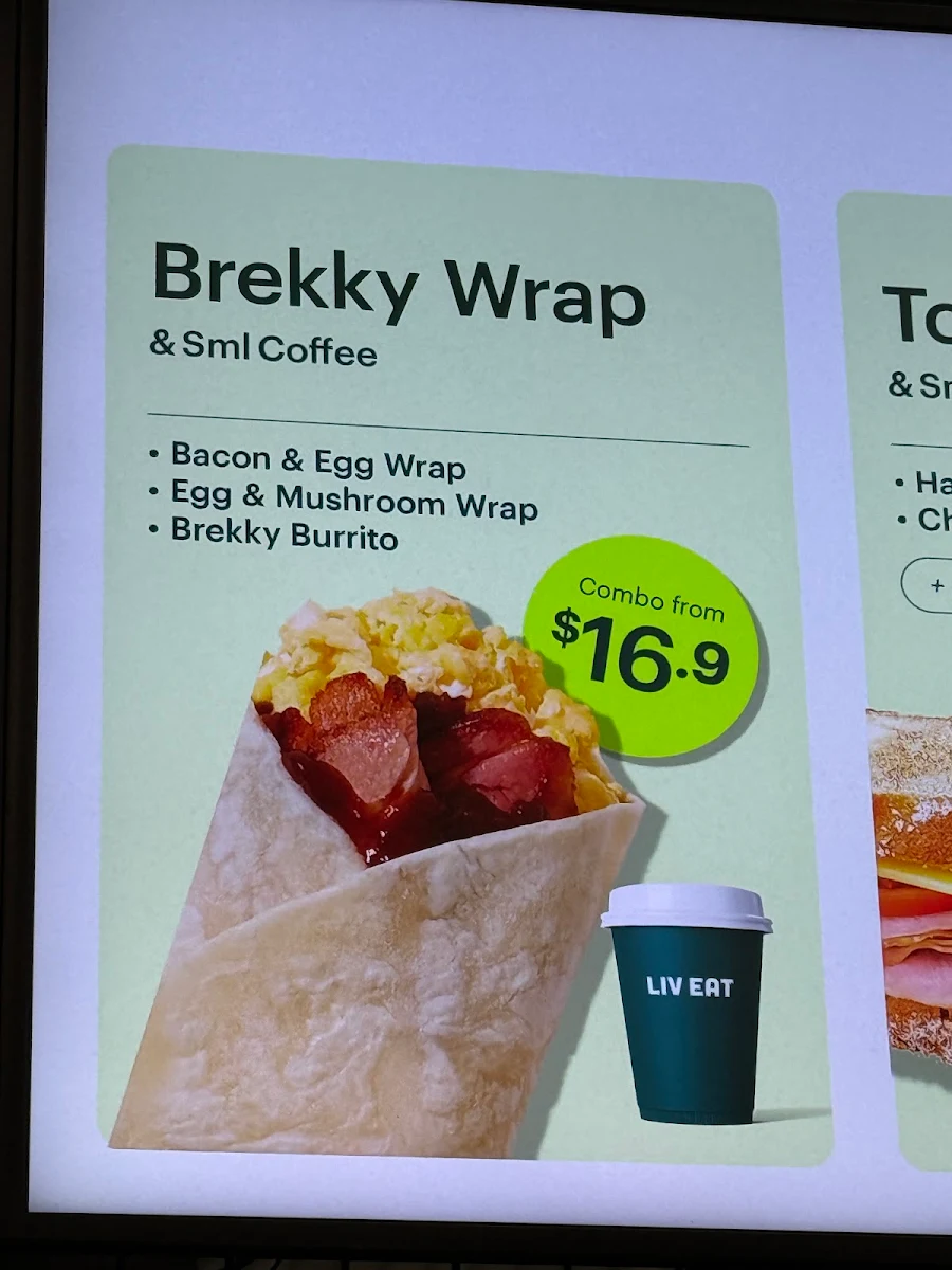 Menu, Live Eat Launceston Airport