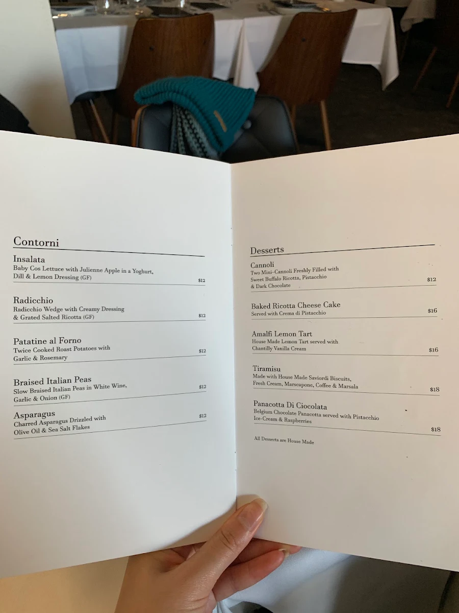 Menu, Cicchetti On Napier