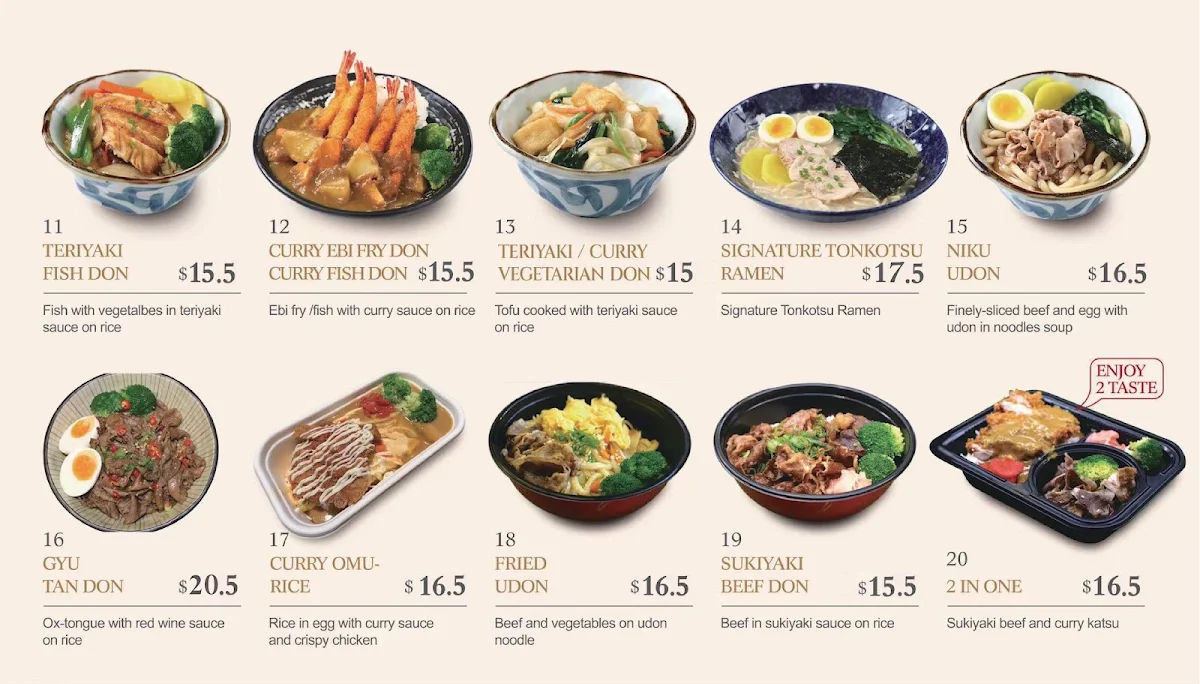 Menu, Isshin Healthy Food