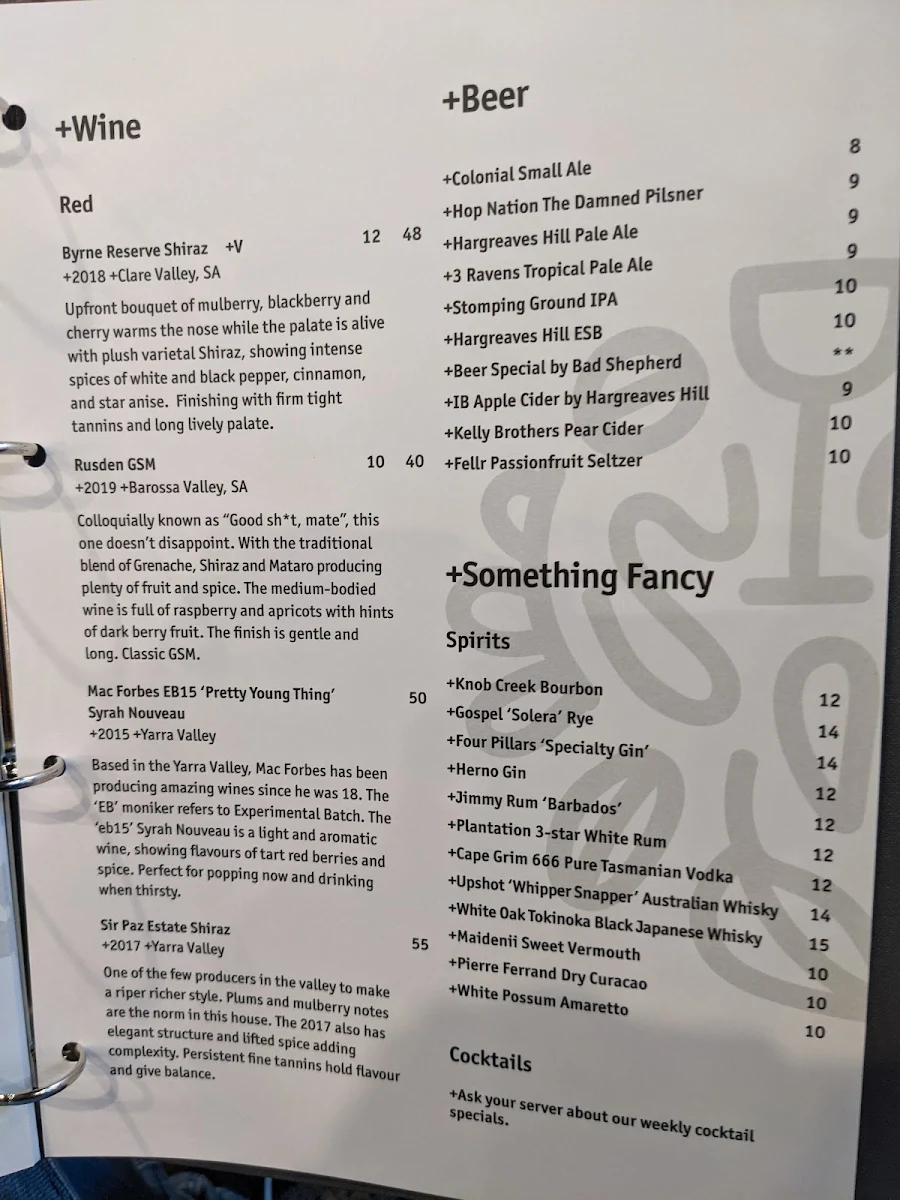 Menu, Milk & Wine Co.
