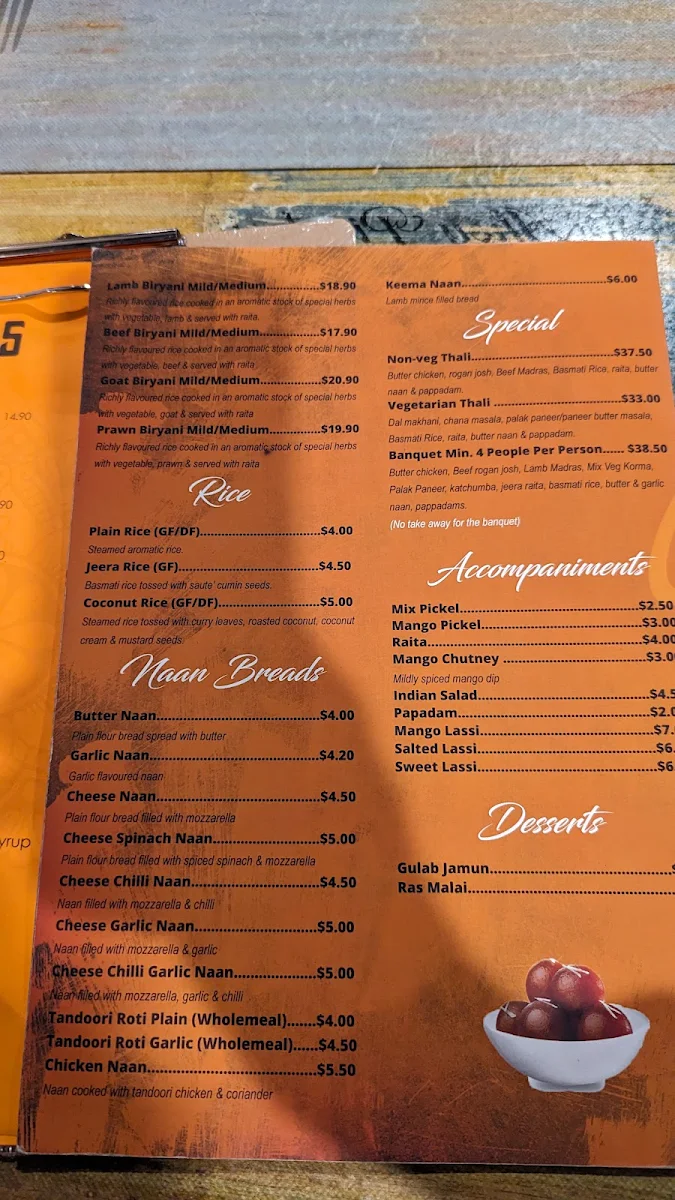 Menu, Curries by Beard Brothers Indian Restaurant