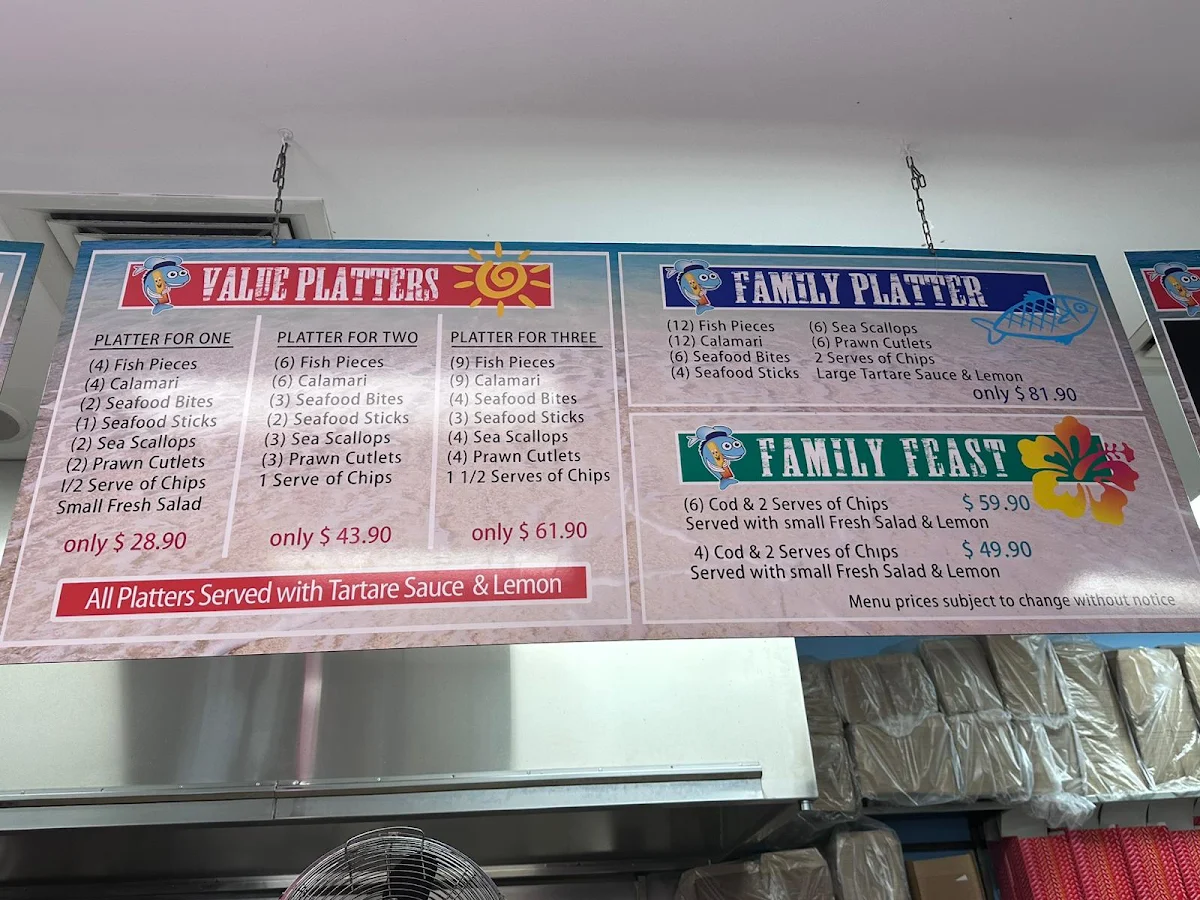 Menu, Toowoomba Fish Depot
