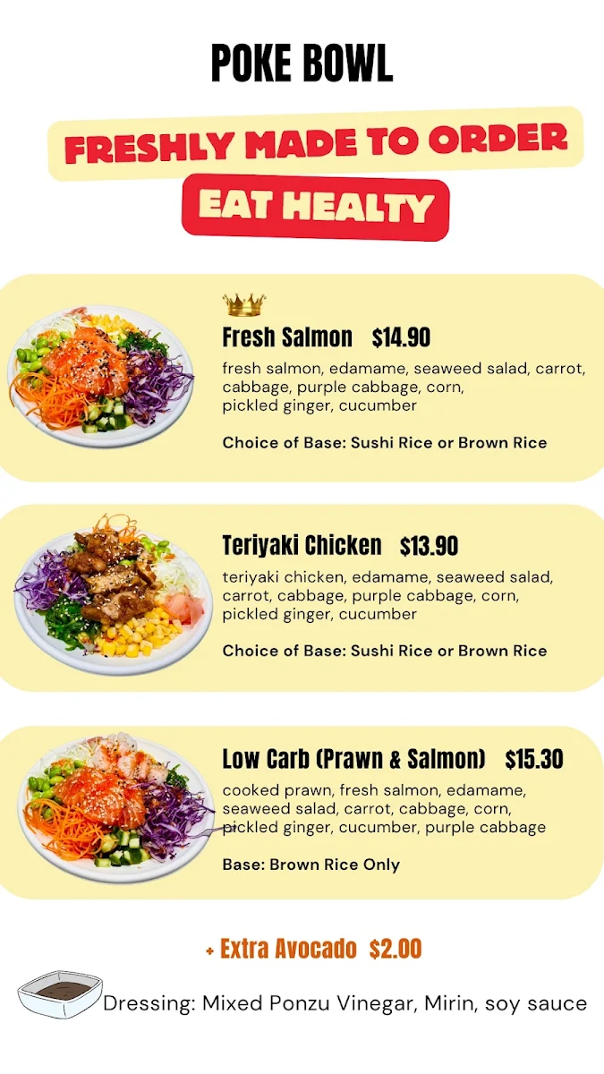 Menu, Moshi Sushi